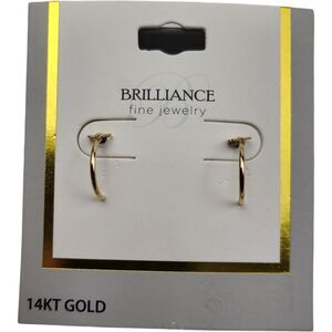 14k Yellow Real Gold Butterfly J Hoop Earrings New